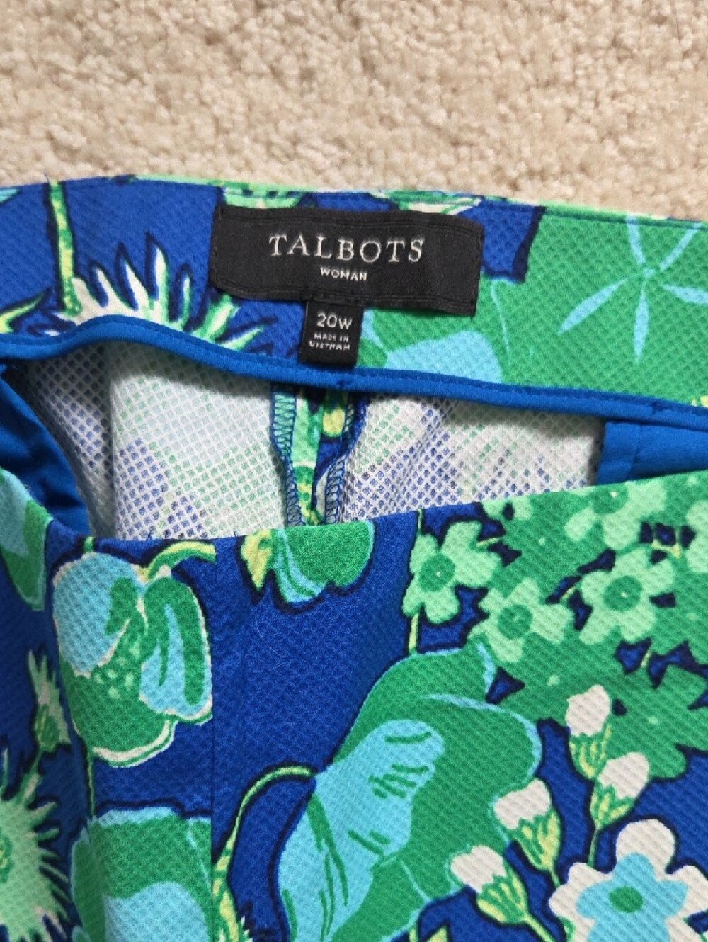 Talbots Blue and Green Floral Cropped Pants - Picture 2 of 6